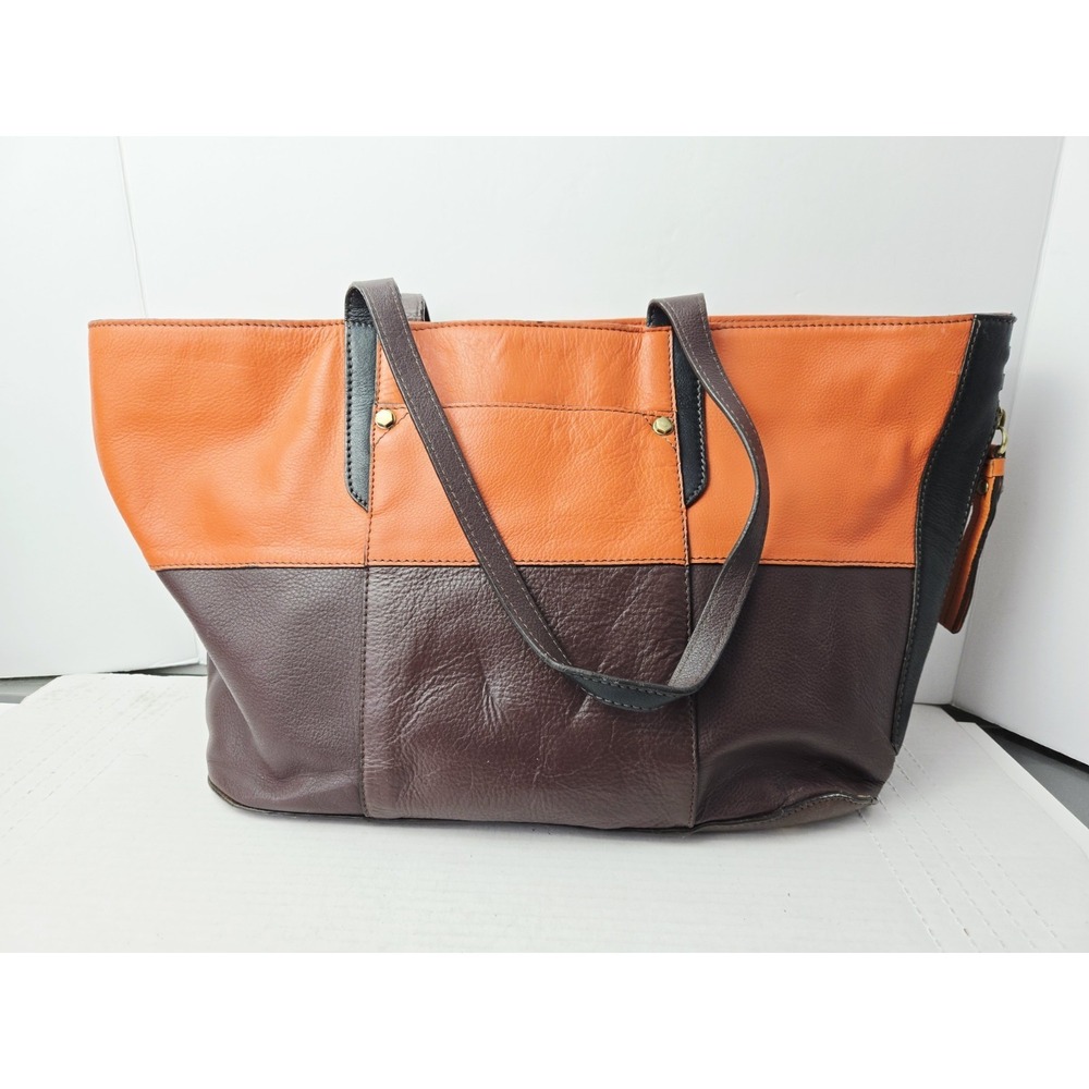 Yany leather purse handbag orange brown